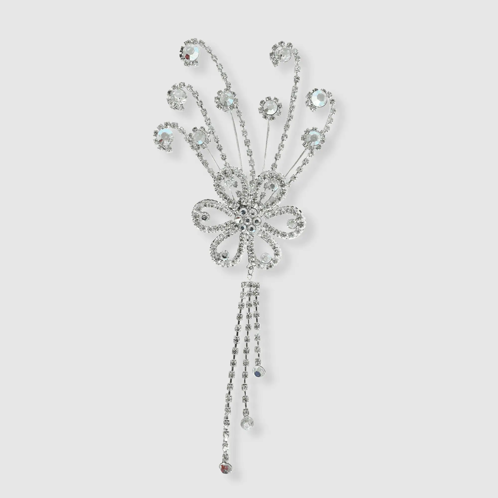 Elegant Rhinestone Flower Brooch Pin