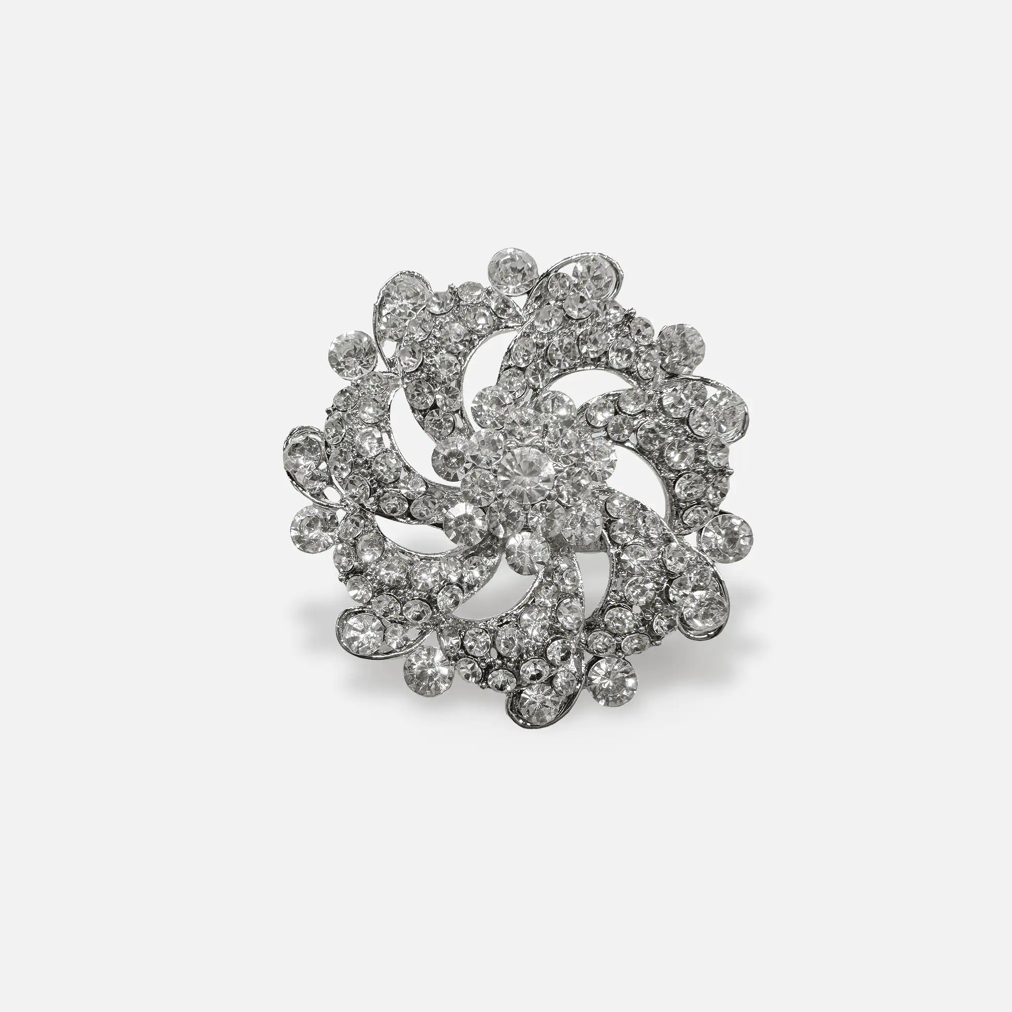 Radiant Swirl Rhinestone Brooch