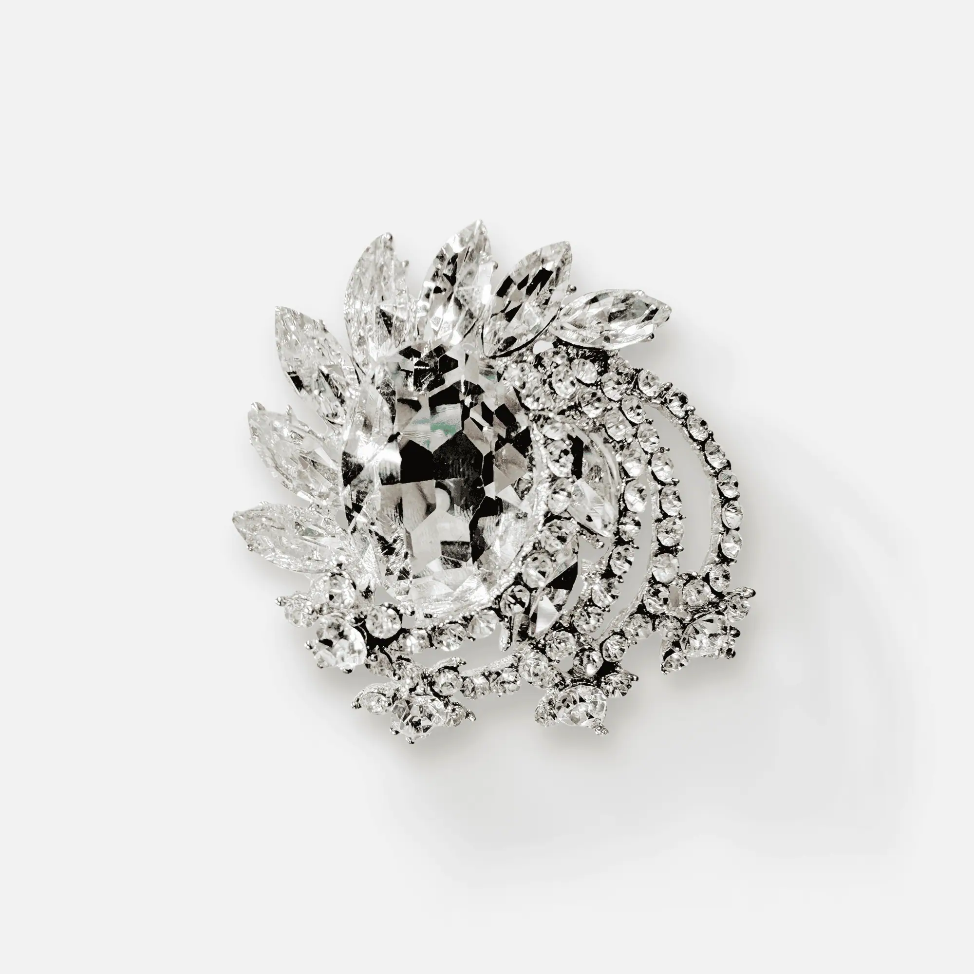 Botanical Leaves Rhinestone Brooch