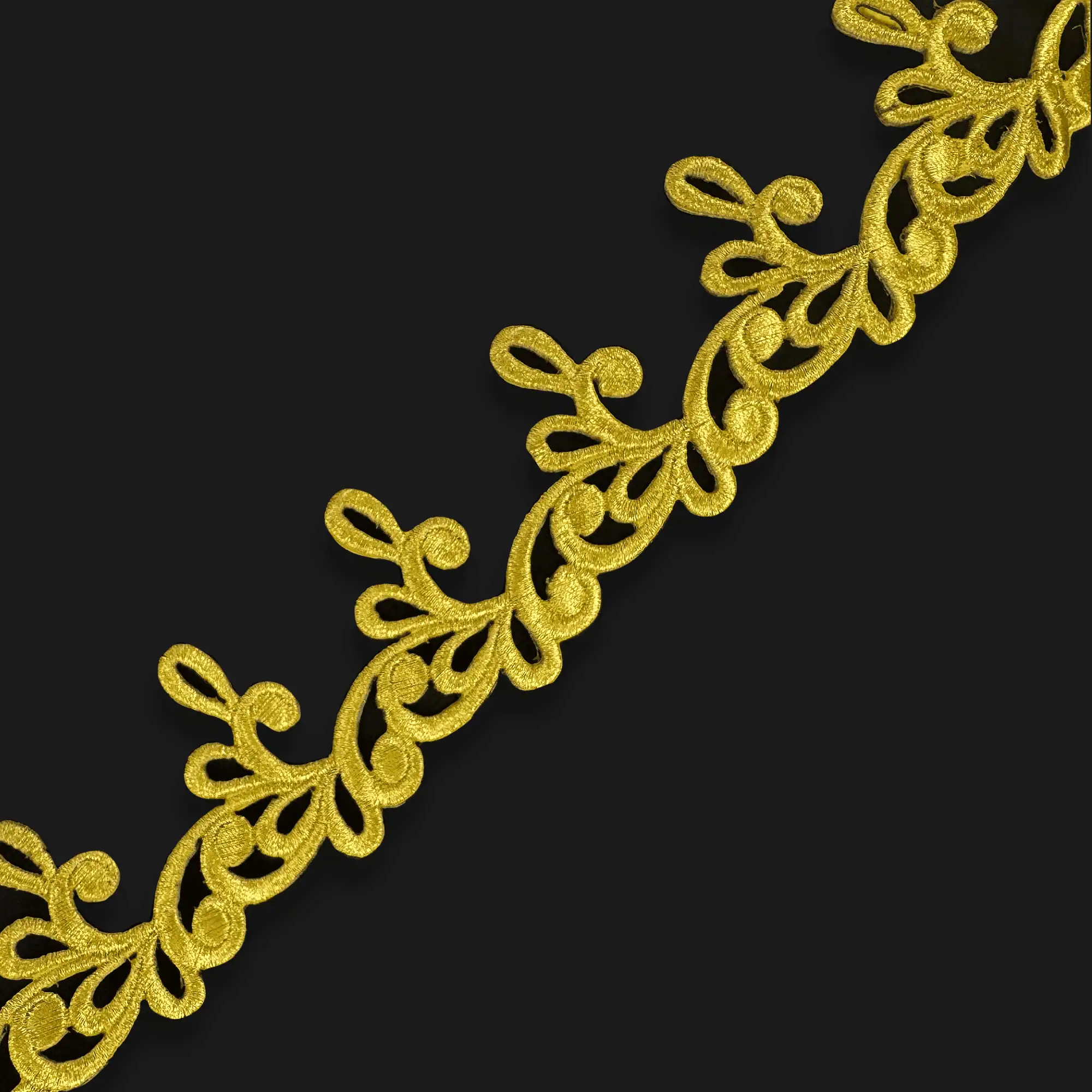 Metallic Leaf Embroidered Trim – 2.25” Wide