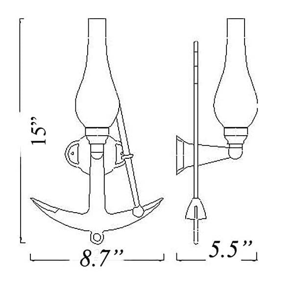 Anchor Nautical Wall Sconce - thumbnail 3
