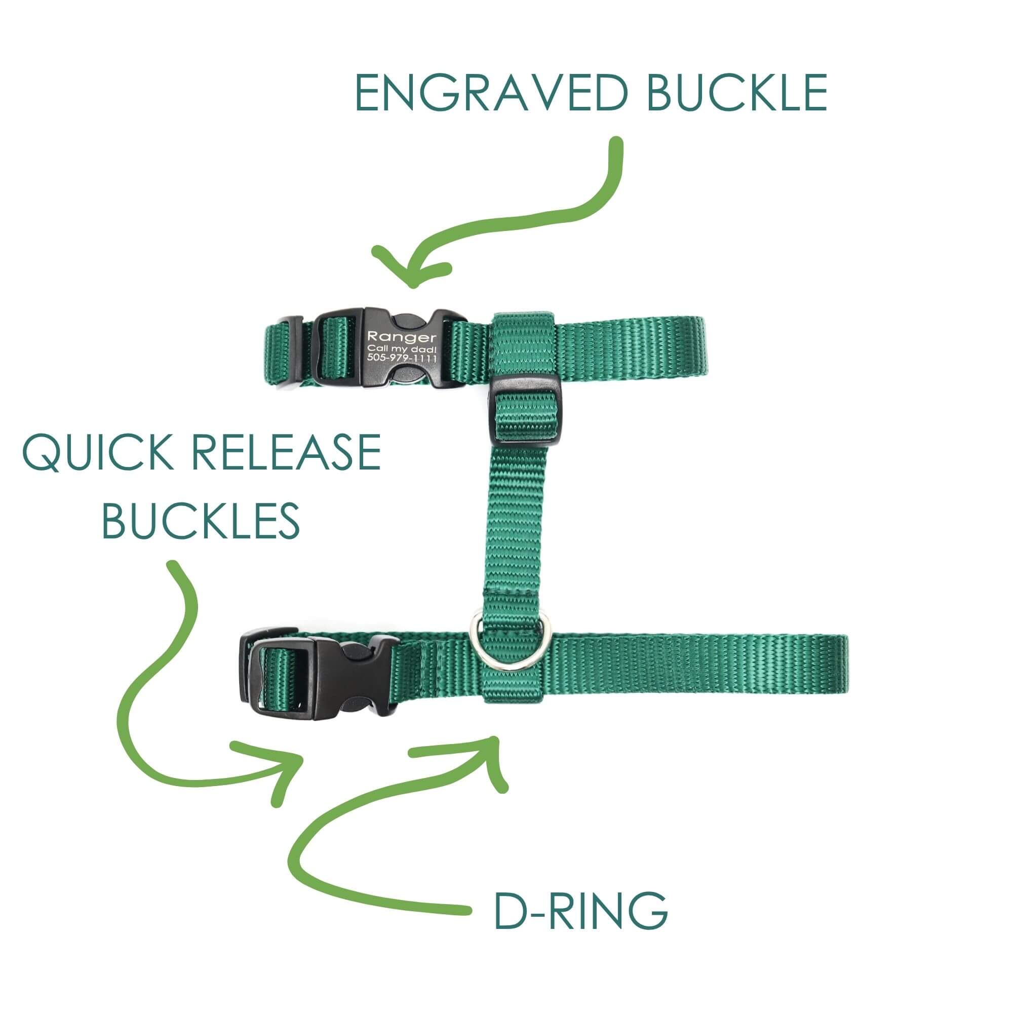 Nylon Cat Harness – Optional Personalized Buckle - thumbnail 3