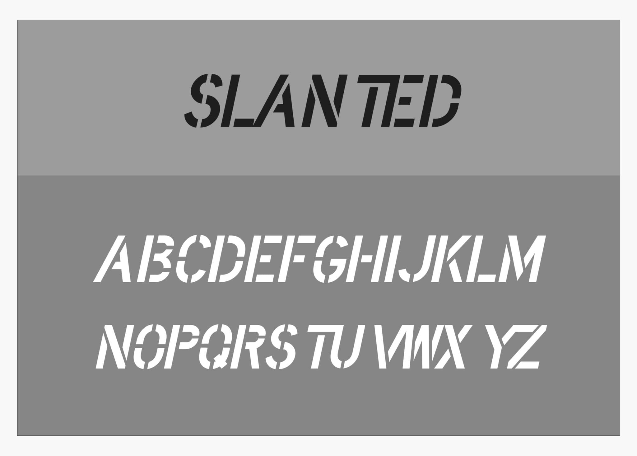 Slanted Font Alphabet Stencil