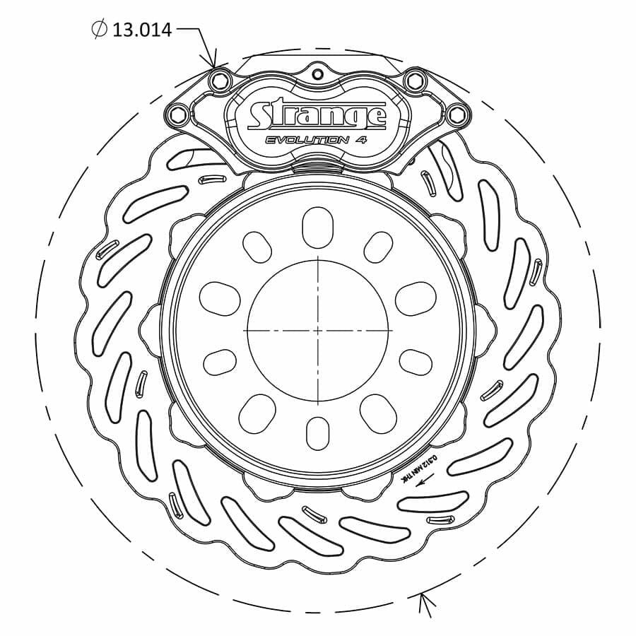 Strange Evolution DDM Front Brake Kit | 1983-1994 Ford Ranger 2WD – 4 1/2″ BC | Evolution S Rotors, Billet Evolution 4 Calipers | With Semi Metallic Pads - thumbnail 6
