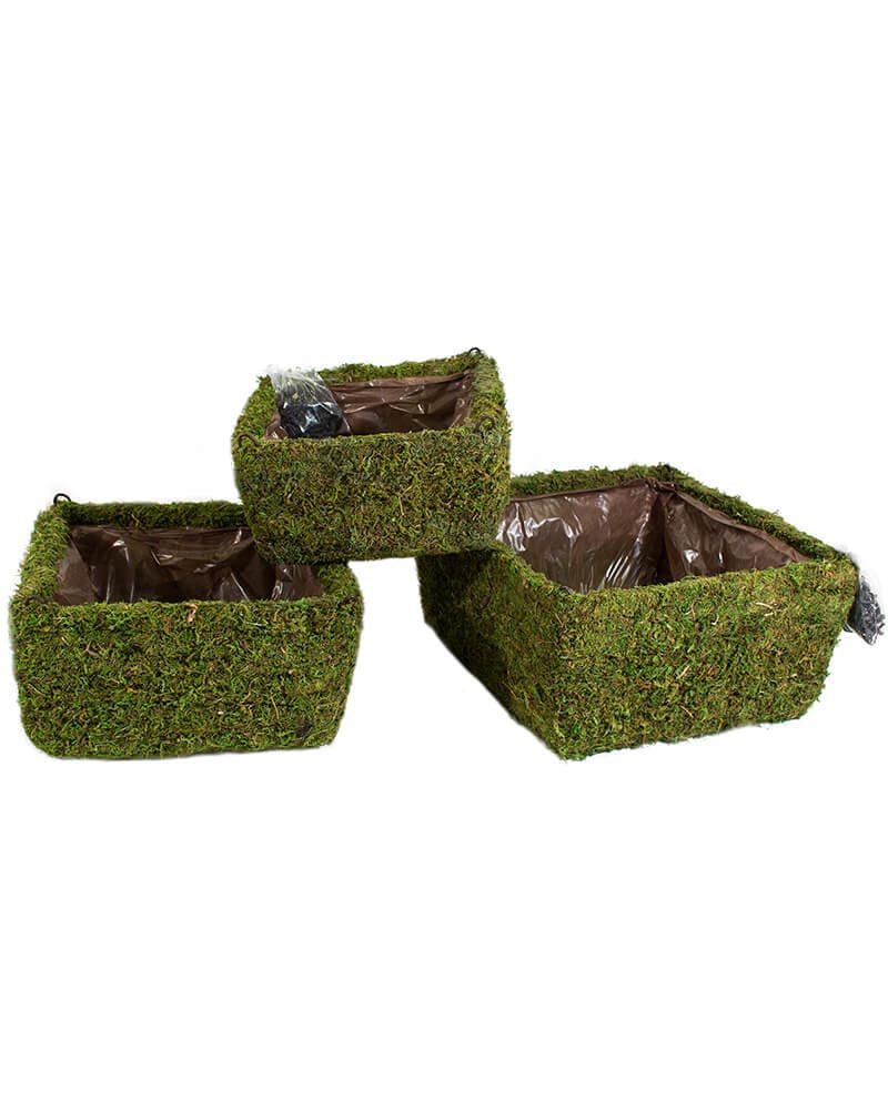 MossWeave Square Hanging Basket, Set of 3