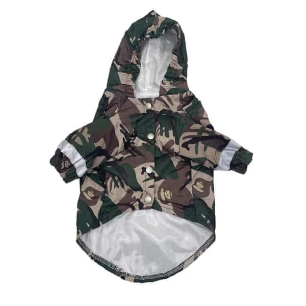 Camo Dog Raincoat With Reflective Stripes