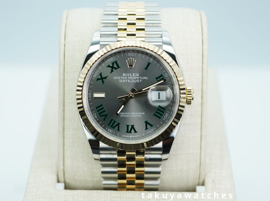 Rolex 126233 DATEJUST 36 YELLOW GOLD STEEL WIMBLEDON DIAL JUBILEE BAND 2025 WARRANTY FULL SET
