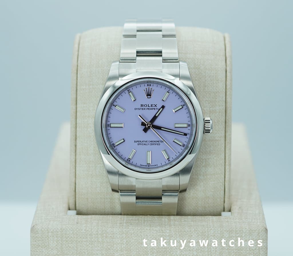 BRAND NEW Rolex 124200 OYSTER PERPETUAL 34MM LAVENDER DIAL 2026 WARRANTY FULL SET