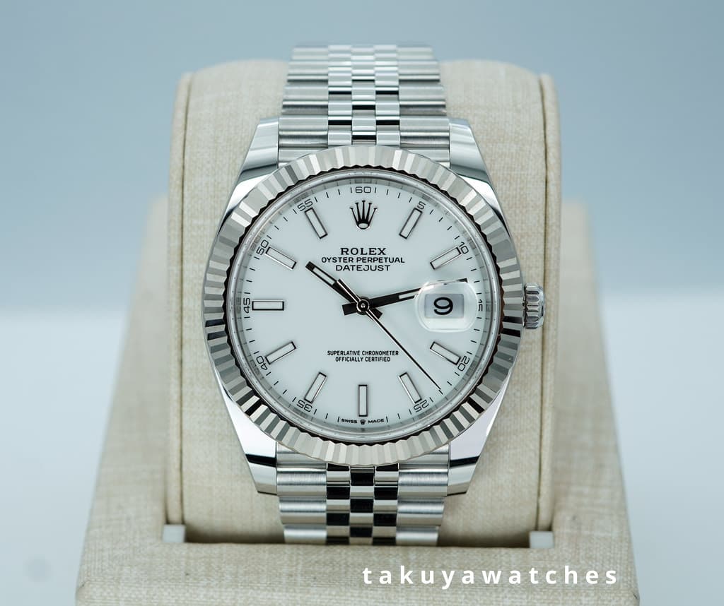 Rolex 126334 DATEJUST 41 FLUTED BEZEL WHITE DIAL JUBILEE BAND 2025 WARRANTY FULL SET