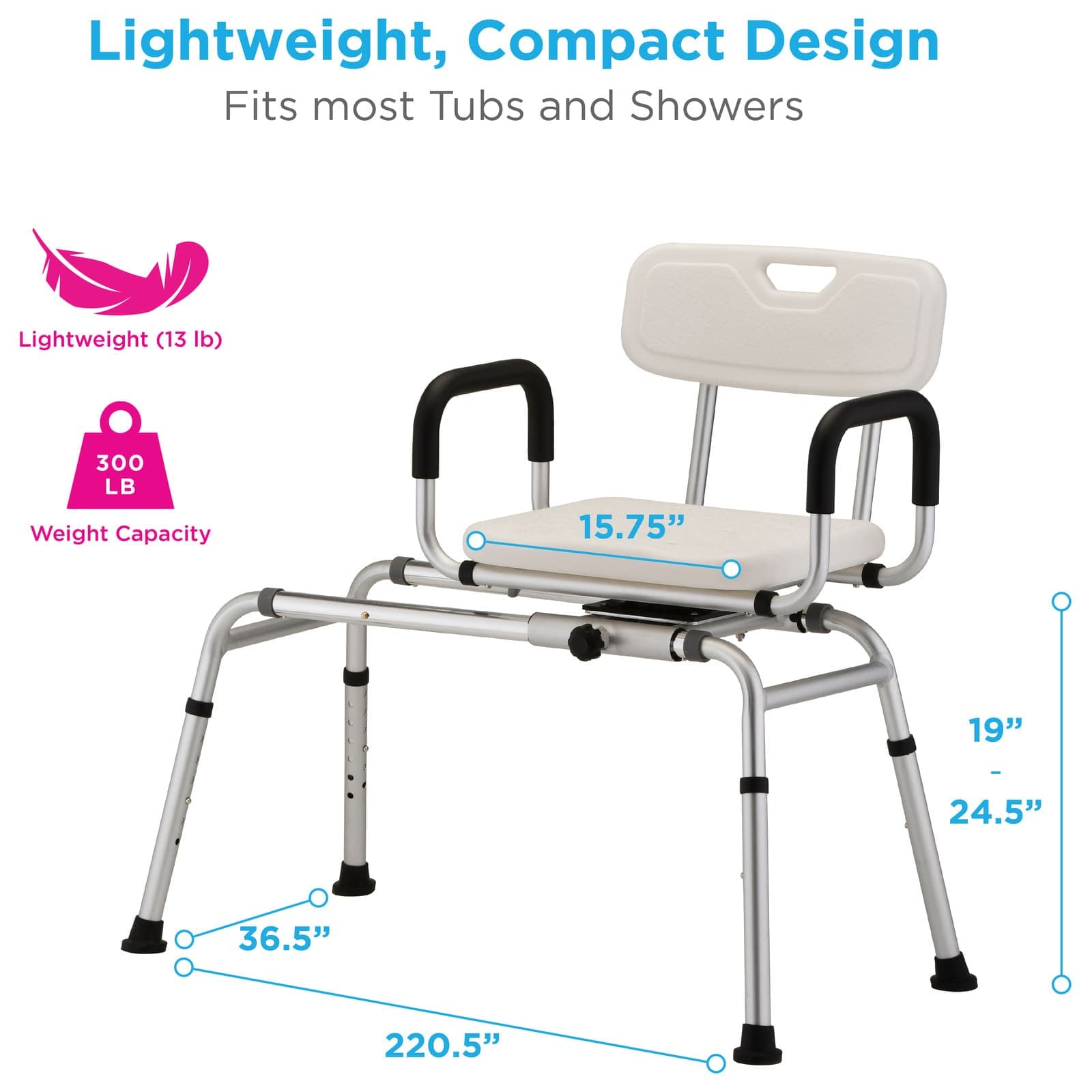 Sliding Swivel Seat Transfer Bench - thumbnail 2