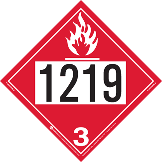 UN 1219, Hazard Class 3 – Flammable Liquid, Permanent Self-Stick Vinyl