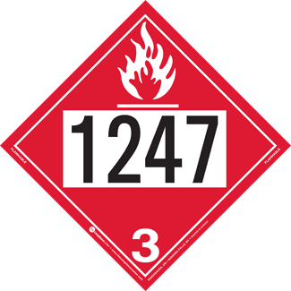 UN 1247, Hazard Class 3 – Flammable Liquid, Permanent Self-Stick Vinyl