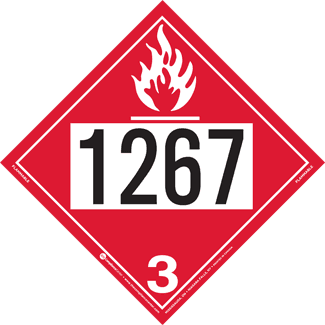 UN 1267, Hazard Class 3 – Flammable Liquid, Permanent Self-Stick Vinyl