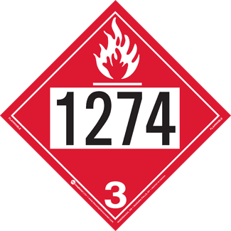 UN 1274, Hazard Class 3 – Flammable Liquid, Permanent Self-Stick Vinyl