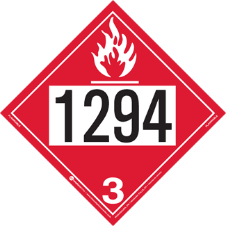 UN 1294, Hazard Class 3 – Flammable Liquid, Permanent Self-Stick Vinyl