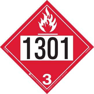 UN 1301, Hazard Class 3 – Flammable Liquid, Permanent Self-Stick Vinyl