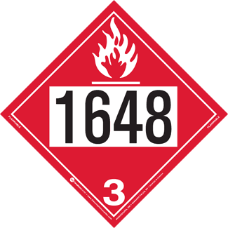 UN 1648, Hazard Class 3 – Flammable Liquid, Permanent Self-Stick Vinyl