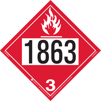 UN 1863, Hazard Class 3 – Flammable Liquid, Permanent Self-Stick Vinyl