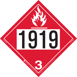UN 1919, Hazard Class 3 – Flammable Liquid, Permanent Self-Stick Vinyl