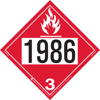 UN 1986, Hazard Class 3 – Flammable Liquid, Permanent Self-Stick Vinyl