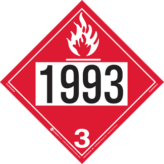 UN 1993, Hazard Class 3 – Flammable Liquid, Permanent Self-Stick Vinyl
