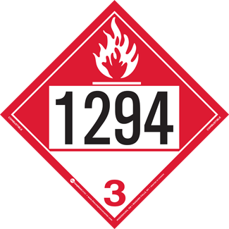UN 1294, Hazard Class 3 – Cumbustible Liquid, Tagboard