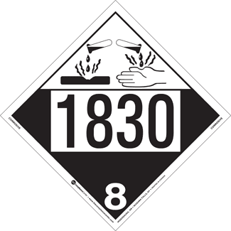UN 1830, Hazard Class 8 – Corrosive, Tagboard