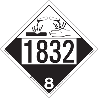 UN 1832, Hazard Class 8 – Corrosive, Tagboard