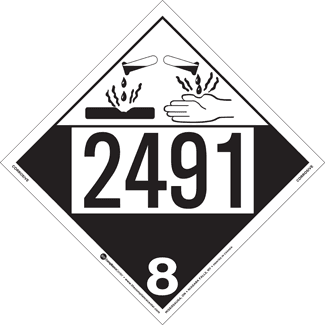 UN 2491, Hazard Class 8 – Corrosive, Tagboard