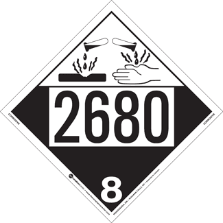 UN 2680, Hazard Class 8 – Corrosive, Tagboard