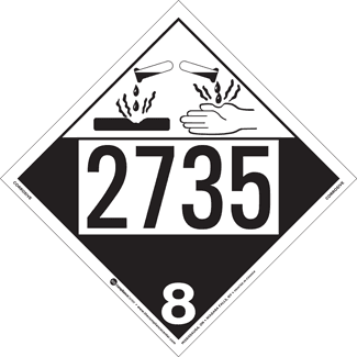 UN 2735, Hazard Class 8 – Corrosive, Tagboard
