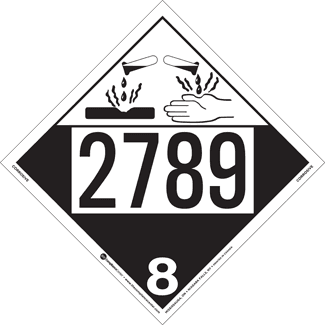 UN 2789, Hazard Class 8 – Corrosive, Tagboard