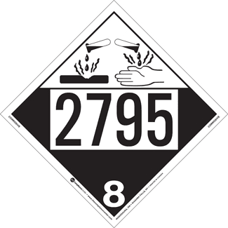 UN 2795, Hazard Class 8 – Corrosive, Tagboard