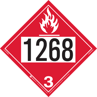 UN 1268, Hazard Class 3 – Flammable Liquid, Rigid Vinyl, 2-Sided