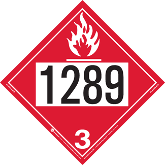 UN 1289, Hazard Class 3 – Flammable Liquid, Rigid Vinyl, 2-Sided