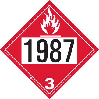 UN 1987, Hazard Class 3 – Flammable Liquid, Rigid Vinyl, 2-Sided