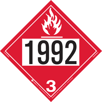 UN 1992, Hazard Class 3 – Flammable Liquid, Rigid Vinyl, 2-Sided