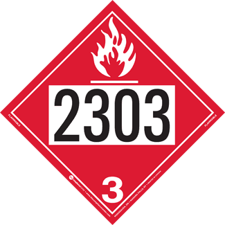 UN 2303, Hazard Class 3 – Flammable Liquid, Rigid Vinyl, 2-Sided