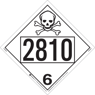 UN 2810, Hazard Class 6 – Poison, Rigid Vinyl, 2-Sided