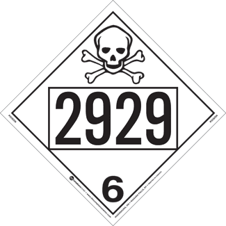 UN 2929, Hazard Class 6 – Poison, Rigid Vinyl, 2-Sided