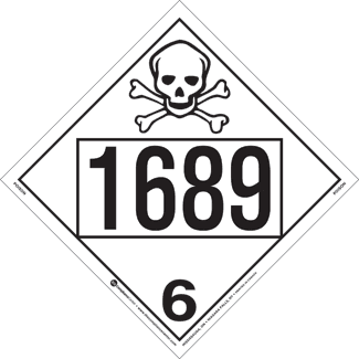 UN 1689 & UN 3414, Hazard Class 6 – Poison, Rigid Vinyl, 2-Sided