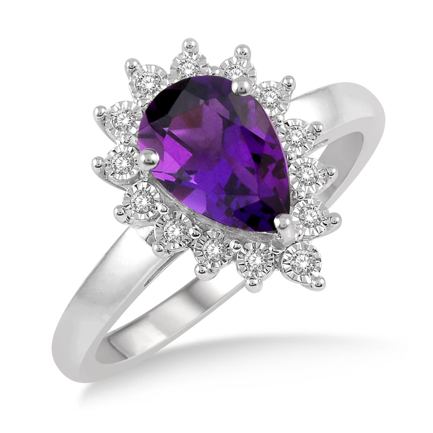 Pear Amethyst & Diamond Ring