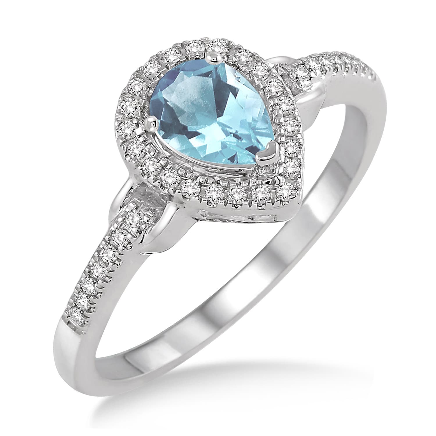 Pear Aquamarine & Diamond Ring