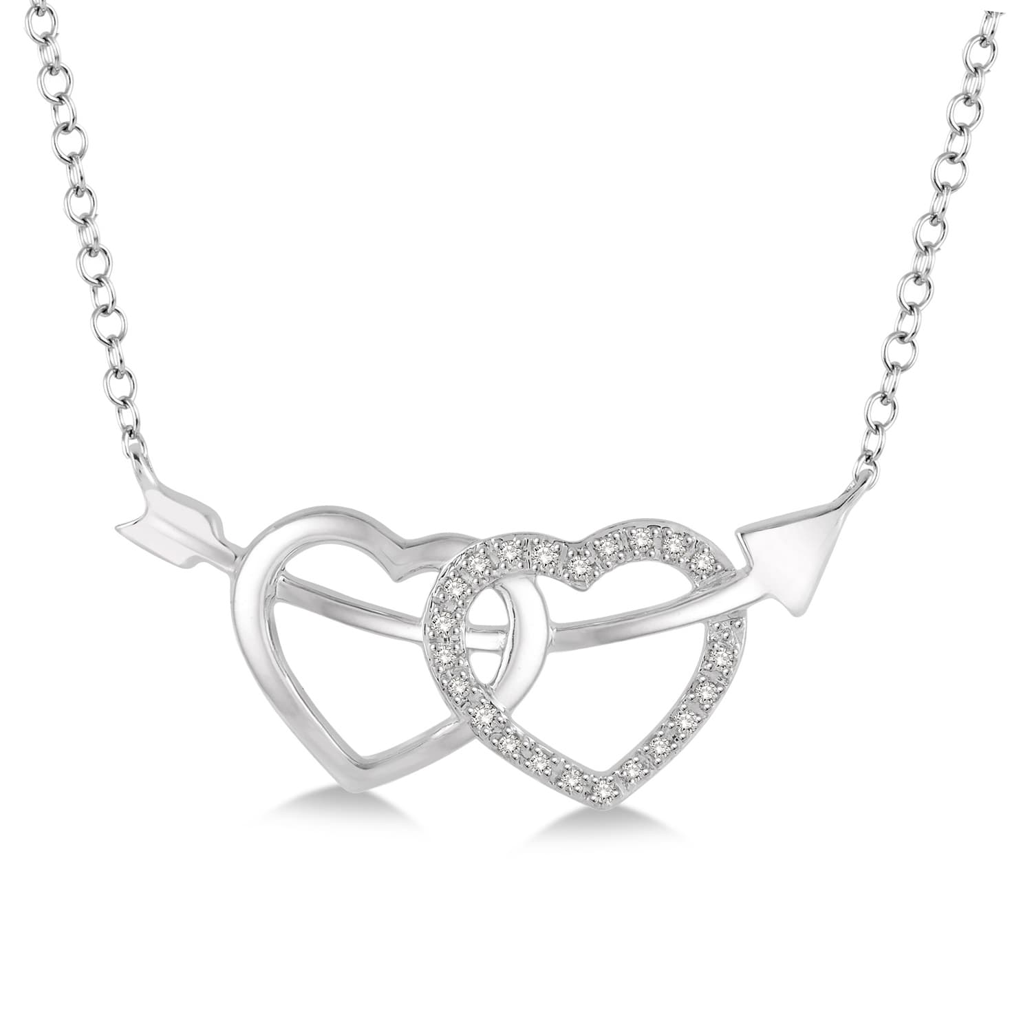 Diamond Twin Heart Arrow Pendant