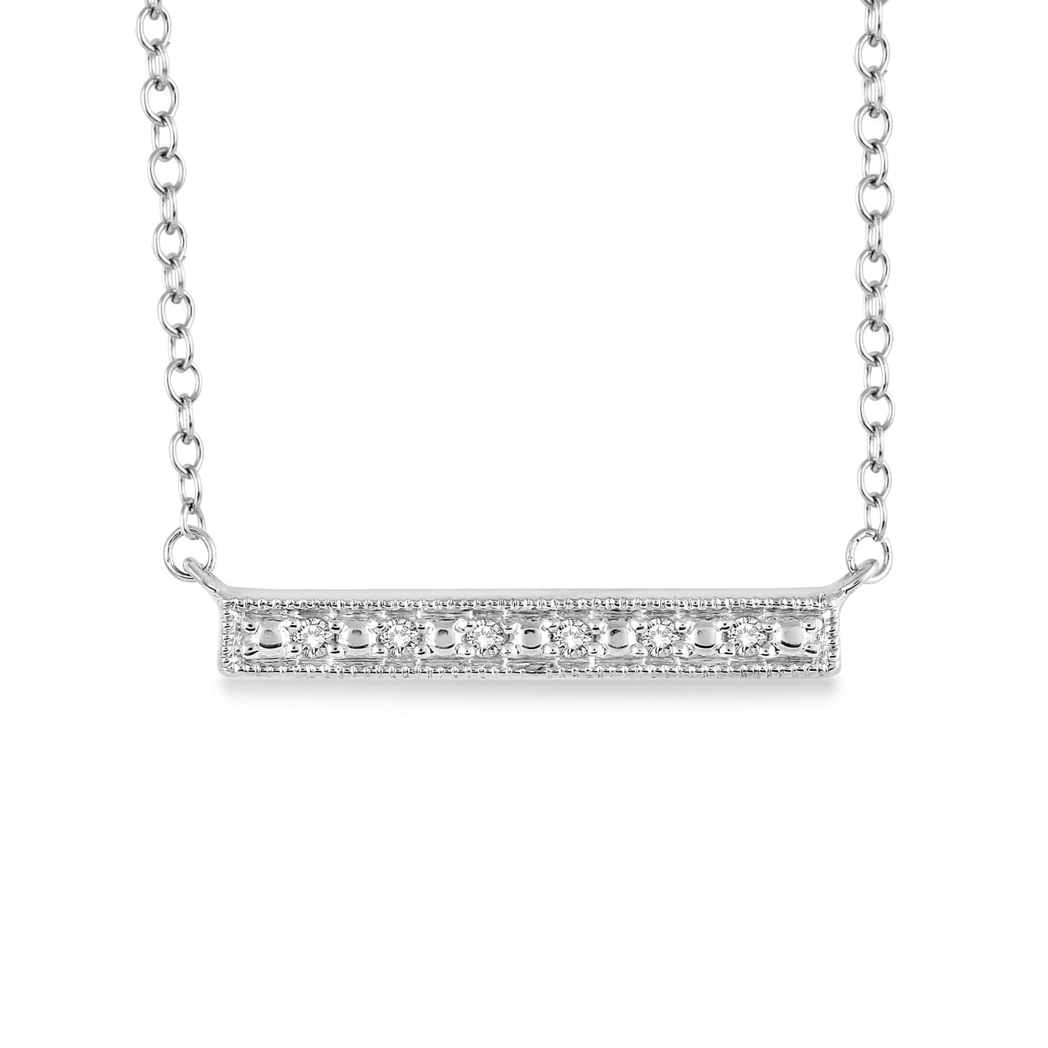 Diamond Bar Silver Necklace