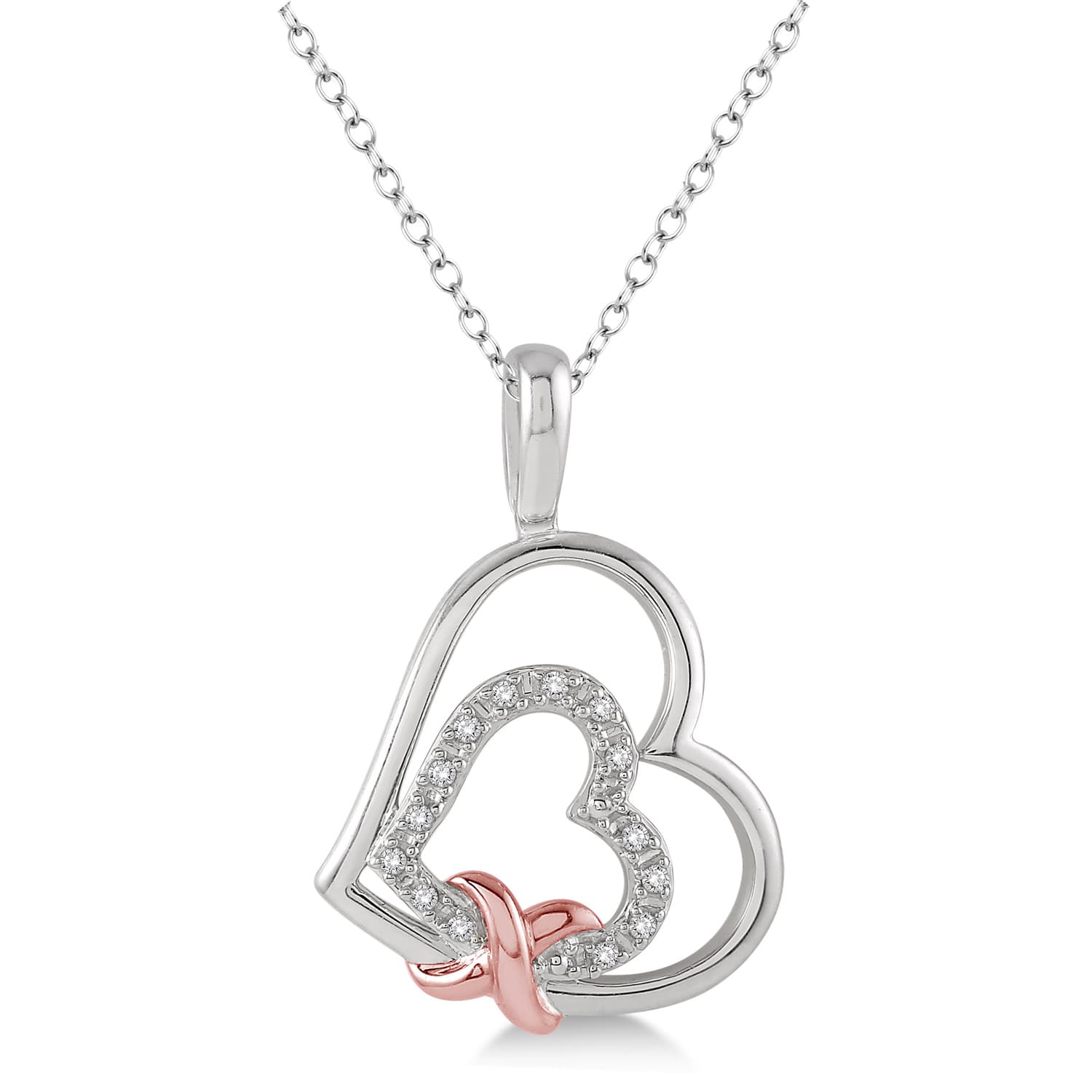Double Heart with Ribbon Pendant