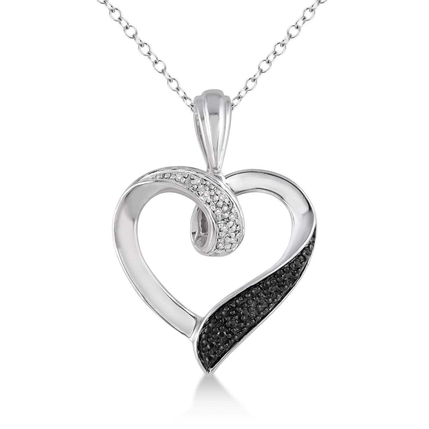 White & Black Diamond Heart Pendant