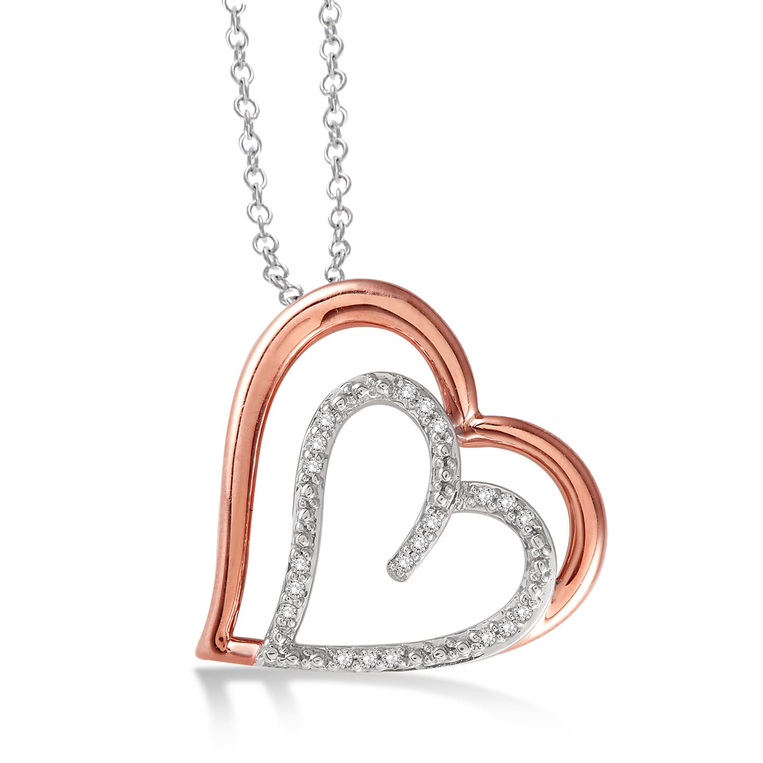Diamond Double Heart in Silver