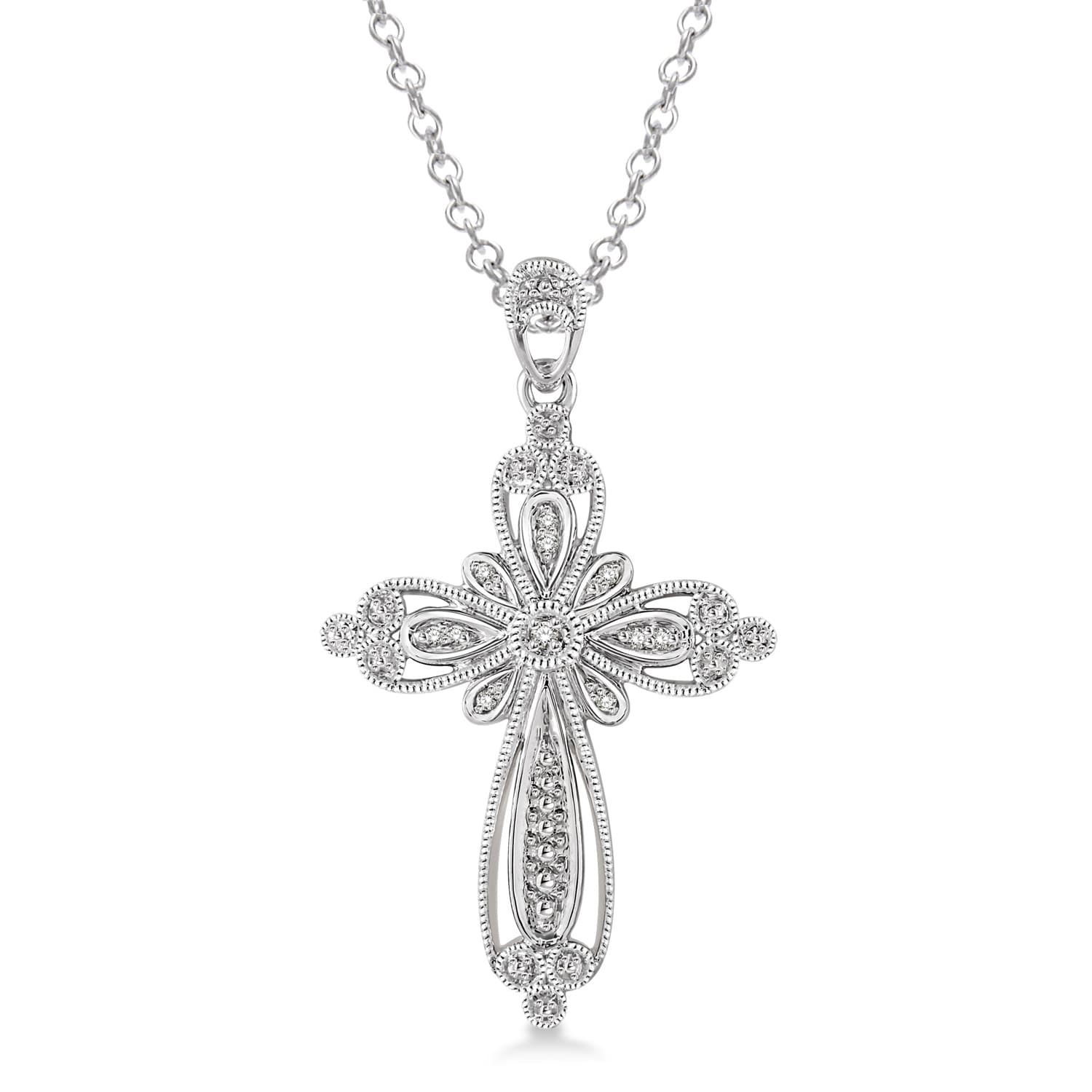 Silver Diamond Cross Pendant
