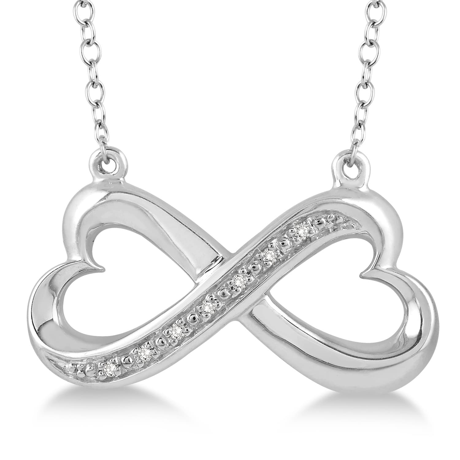 Diamond Heart Infinity Silver Pendant